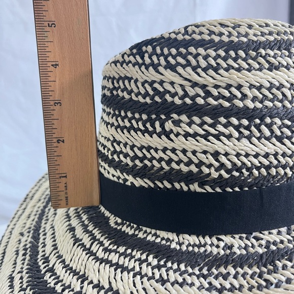 ZARA Woven Fedora Ecru/Black, 3.5” Wide Brim - Picture 12 of 13